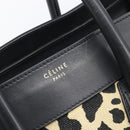 CELINE Luggage Mini Shopper Hand Bag Canvas Leather Black Gold Auth 203648A-14