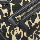 CELINE Luggage Mini Shopper Hand Bag Canvas Leather Black Gold Auth 203648A-16