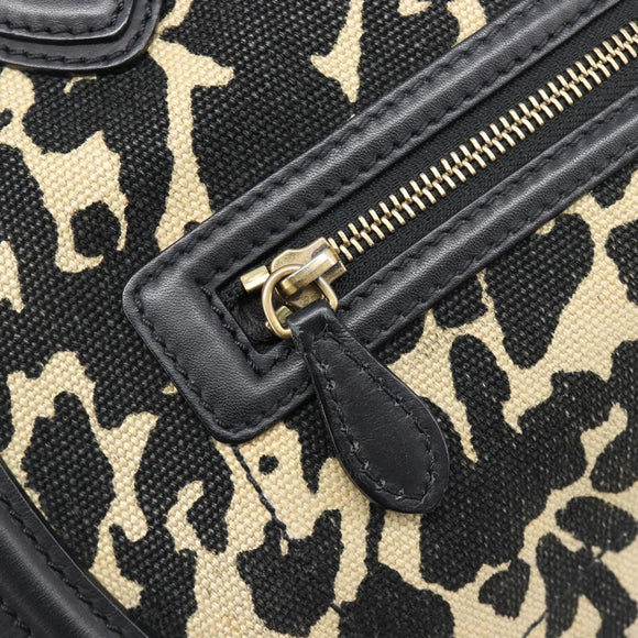 CELINE Luggage Mini Shopper Hand Bag Canvas Leather Black Gold Auth 203648A