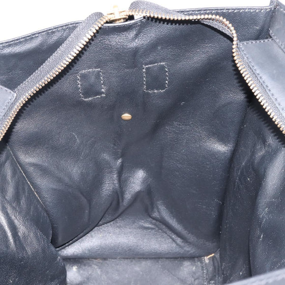 CELINE Luggage Mini Shopper Hand Bag Canvas Leather Black Gold Auth 203648A