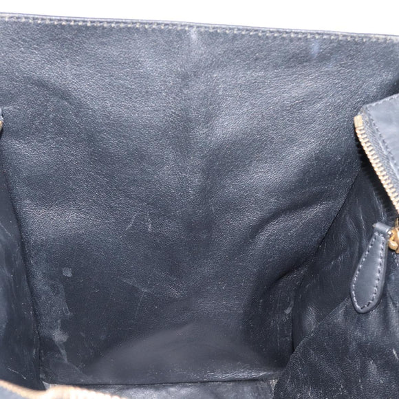 CELINE Luggage Mini Shopper Hand Bag Canvas Leather Black Gold Auth 203648A