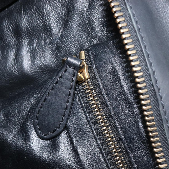 CELINE Luggage Mini Shopper Hand Bag Canvas Leather Black Gold Auth 203648A