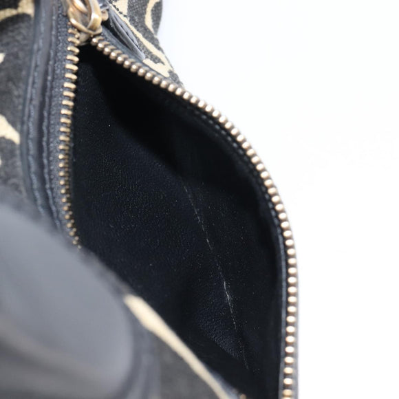 CELINE Luggage Mini Shopper Hand Bag Canvas Leather Black Gold Auth 203648A