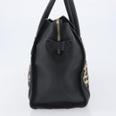 CELINE Luggage Mini Shopper Hand Bag Canvas Leather Black Gold Auth 203648A-4
