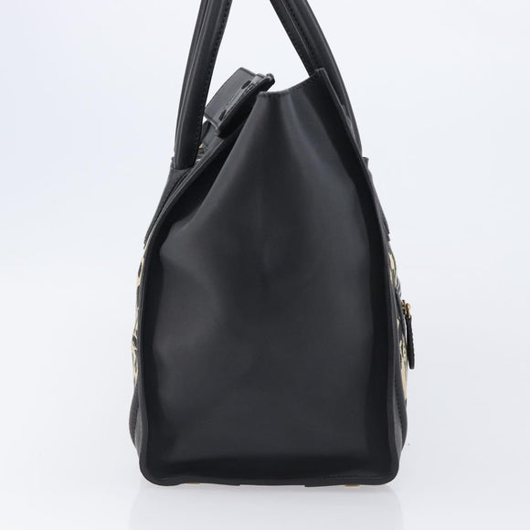 CELINE Luggage Mini Shopper Hand Bag Canvas Leather Black Gold Auth 203648A