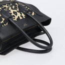 CELINE Luggage Mini Shopper Hand Bag Canvas Leather Black Gold Auth 203648A-7