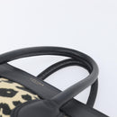 CELINE Luggage Mini Shopper Hand Bag Canvas Leather Black Gold Auth 203648A-8