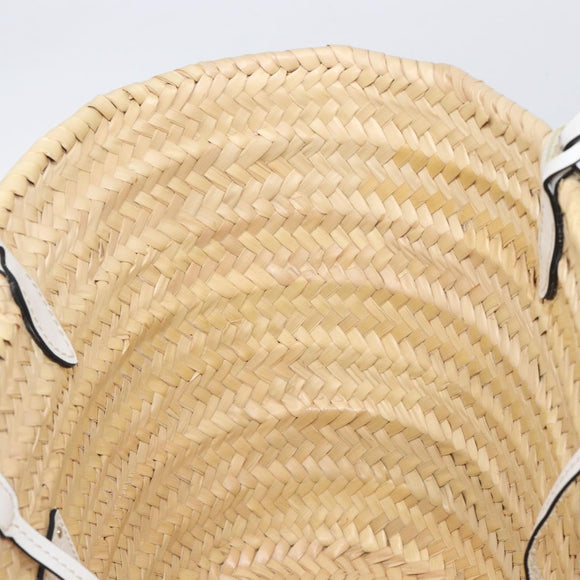 PRADA Woven Palm Tote Bag Raffia Beige Auth 203649M