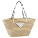 PRADA Woven Palm Tote Bag Raffia Beige Auth 203649M-13