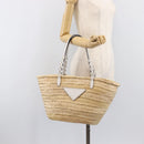 PRADA Woven Palm Tote Bag Raffia Beige Auth 203649M-21