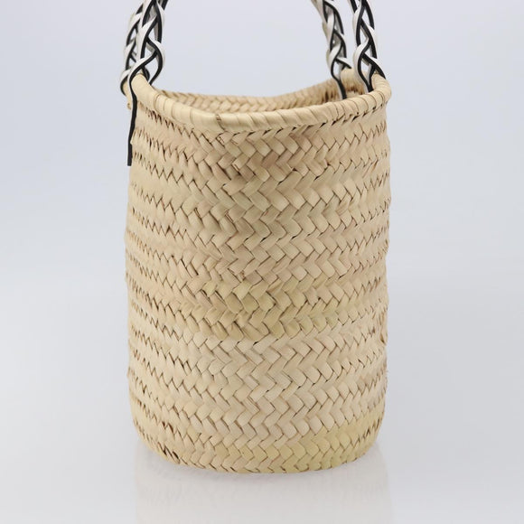 PRADA Woven Palm Tote Bag Raffia Beige Auth 203649M
