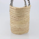 PRADA Woven Palm Tote Bag Raffia Beige Auth 203649M-4