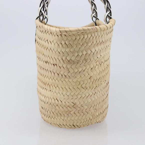 PRADA Woven Palm Tote Bag Raffia Beige Auth 203649M
