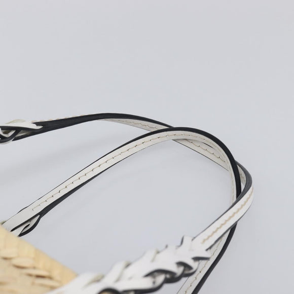 PRADA Woven Palm Tote Bag Raffia Beige Auth 203649M