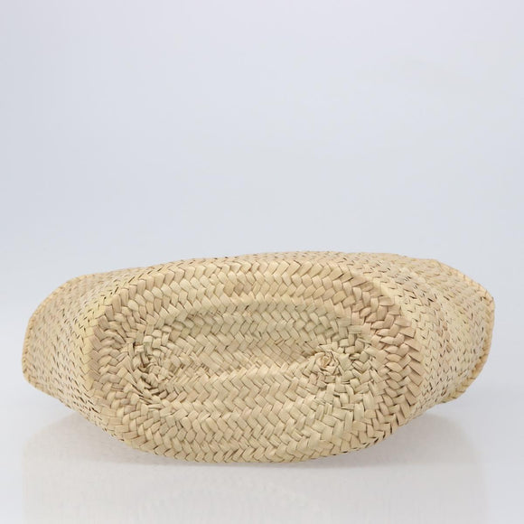 PRADA Woven Palm Tote Bag Raffia Beige Auth 203649M