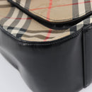 Burberrys Nova Check Shoulder Bag Canvas Beige Silver Auth 203651A-14