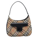 Burberrys Nova Check Shoulder Bag Canvas Beige Silver Auth 203651A-13
