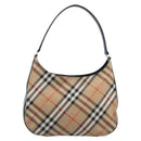 Burberrys Nova Check Shoulder Bag Canvas Beige Silver Auth 203651A-2