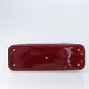 BURBERRY Hand Bag Patent Leather Red Silver Auth 203652-10