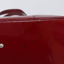 BURBERRY Hand Bag Patent Leather Red Silver Auth 203652-11