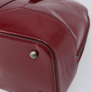 BURBERRY Hand Bag Patent Leather Red Silver Auth 203652-12