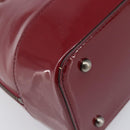 BURBERRY Hand Bag Patent Leather Red Silver Auth 203652-13