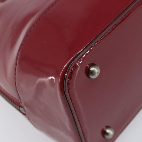 BURBERRY Hand Bag Patent Leather Red Silver Auth 203652