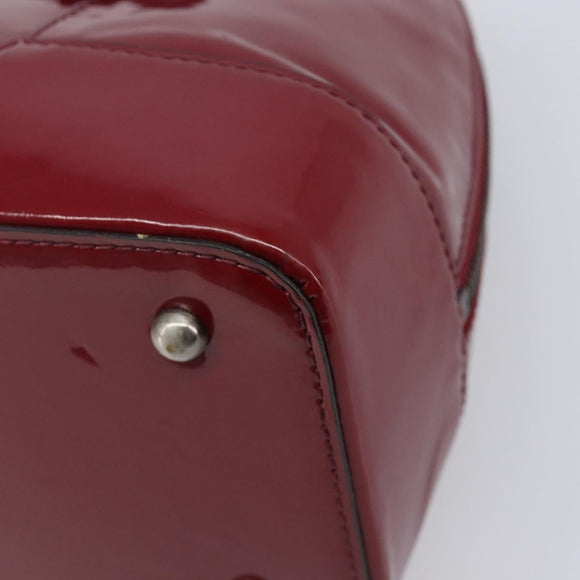 BURBERRY Hand Bag Patent Leather Red Silver Auth 203652