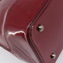 BURBERRY Hand Bag Patent Leather Red Silver Auth 203652-15