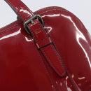 BURBERRY Hand Bag Patent Leather Red Silver Auth 203652-16