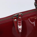 BURBERRY Hand Bag Patent Leather Red Silver Auth 203652-17