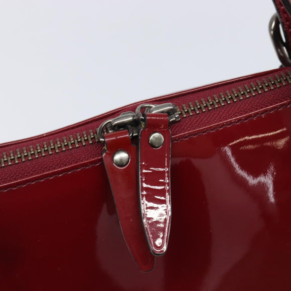 BURBERRY Hand Bag Patent Leather Red Silver Auth 203652