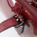 BURBERRY Hand Bag Patent Leather Red Silver Auth 203652-18