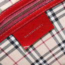 BURBERRY Hand Bag Patent Leather Red Silver Auth 203652-19