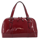 BURBERRY Hand Bag Patent Leather Red Silver Auth 203652-2