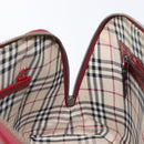 BURBERRY Hand Bag Patent Leather Red Silver Auth 203652-22