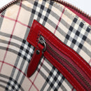 BURBERRY Hand Bag Patent Leather Red Silver Auth 203652-23