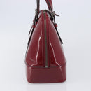 BURBERRY Hand Bag Patent Leather Red Silver Auth 203652-4
