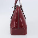 BURBERRY Hand Bag Patent Leather Red Silver Auth 203652-5