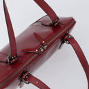 BURBERRY Hand Bag Patent Leather Red Silver Auth 203652-6