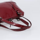 BURBERRY Hand Bag Patent Leather Red Silver Auth 203652-7