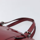 BURBERRY Hand Bag Patent Leather Red Silver Auth 203652-8