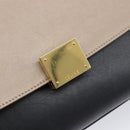 CELINE Trapeze Hand Bag Leather 2way Beige Gold Auth 203653-18