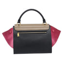 CELINE Trapeze Hand Bag Leather 2way Beige Gold Auth 203653-2