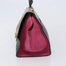 CELINE Trapeze Hand Bag Leather 2way Beige Gold Auth 203653-3