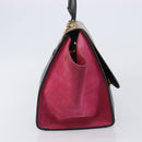 CELINE Trapeze Hand Bag Leather 2way Beige Gold Auth 203653-4