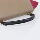 CELINE Trapeze Hand Bag Leather 2way Beige Gold Auth 203653-7