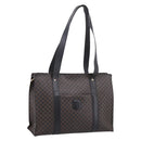 CELINE Macadam Canvas Tote Bag PVC Leather Black Gold Auth 203654A-1
