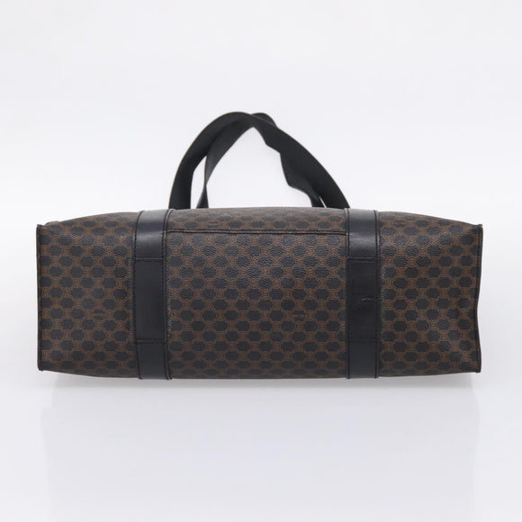 CELINE Macadam Canvas Tote Bag PVC Leather Black Gold Auth 203654A