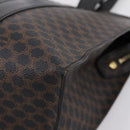CELINE Macadam Canvas Tote Bag PVC Leather Black Gold Auth 203654A-11